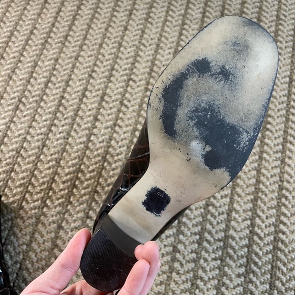 Steve Madden bLack Burgundy leather crocodile square toe ankle boots - Picture 5 of 8